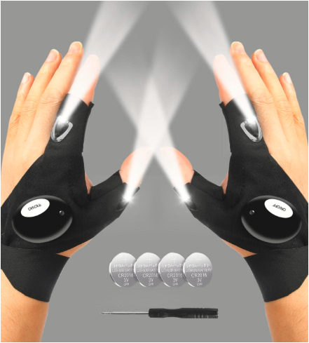 LED Fingerless Gloves with Lights – Outdoor Fishing, Cycling & Repair Gloves for Hands-Free Illumination