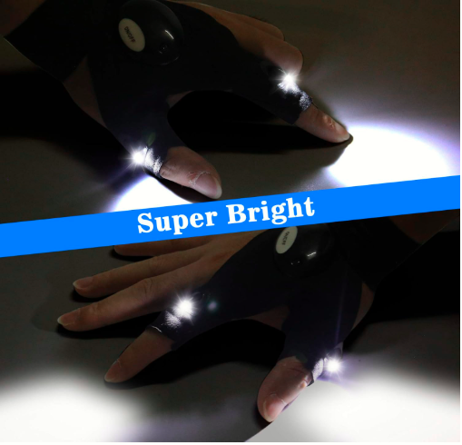 LED Fingerless Gloves with Lights – Outdoor Fishing, Cycling & Repair Gloves for Hands-Free Illumination