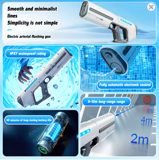 Electric Water Gun – Large Capacity Automatic Water Absorbing Toy Blaster for Kids & Teens Summer Outdoor Fun
