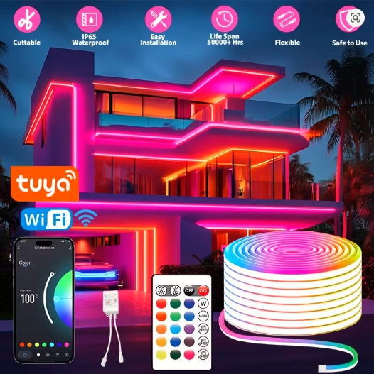Tuya Smart WiFi Neon LED Strip 30M – RGB Music Sync Lights with Alexa & App Control
