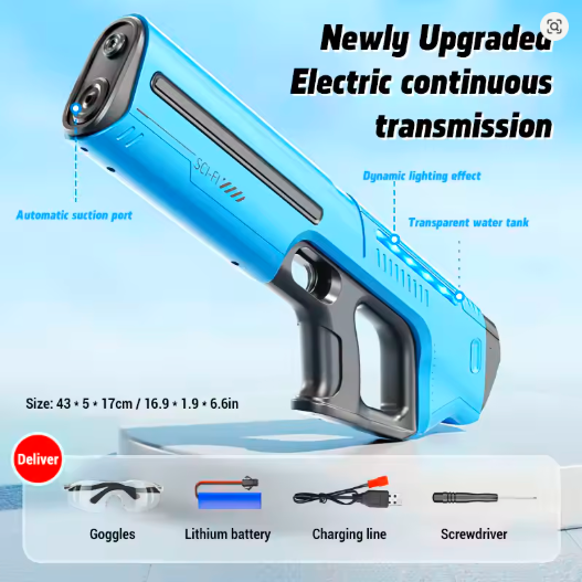 Electric Water Gun – Large Capacity Automatic Water Absorbing Toy Blaster for Kids & Teens Summer Outdoor Fun