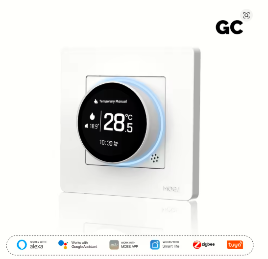MOES Tuya ZigBee Smart Knob Thermostat – Star Ring Series Temperature Controller for Water Boiler & Electric Heating, Works with Alexa & Google