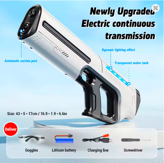 Electric Water Gun – Large Capacity Automatic Water Absorbing Toy Blaster for Kids & Teens Summer Outdoor Fun