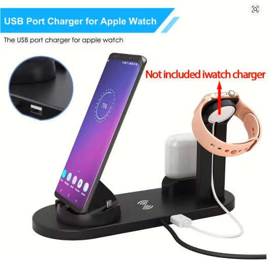 2025 7-in-1 Fast Wireless Charging Dock – Multi-Device Charger Stand with Phone Holder & LED Organizer