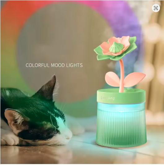 2025 Mini Flower Mist Diffuser – USB Ultrasonic Humidifier with LED Night Light & Remote Control