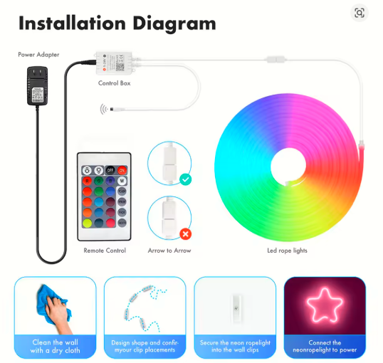 Tuya Smart WiFi Neon LED Strip 30M – RGB Music Sync Lights with Alexa & App Control