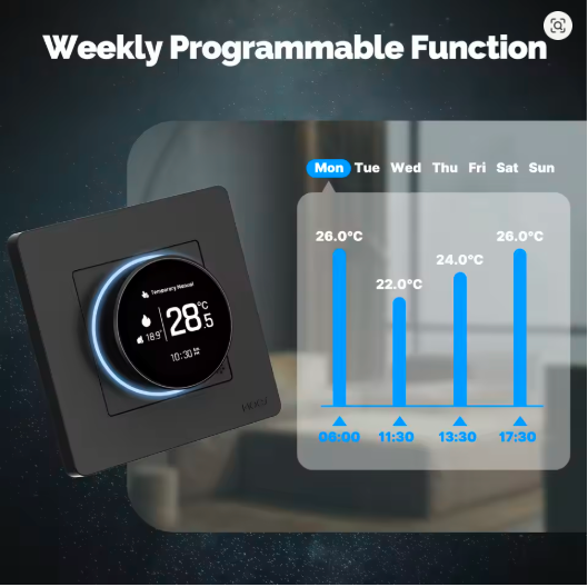 MOES Tuya ZigBee Smart Knob Thermostat – Star Ring Series Temperature Controller for Water Boiler & Electric Heating, Works with Alexa & Google