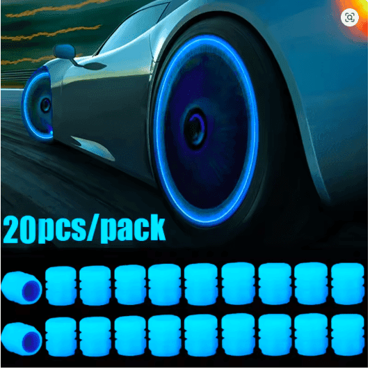 1-20PCS Luminous Glow Car & Motorcycle Tire Valve Caps – Night-Glowing, Waterproof, Universal Wheel Accessory