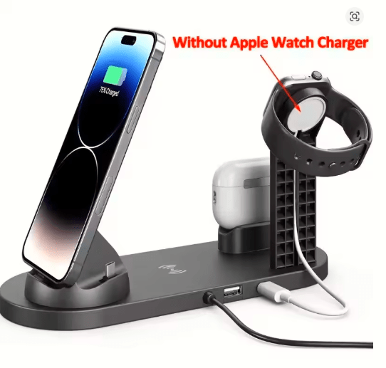 2025 7-in-1 Fast Wireless Charging Dock – Multi-Device Charger Stand with Phone Holder & LED Organizer