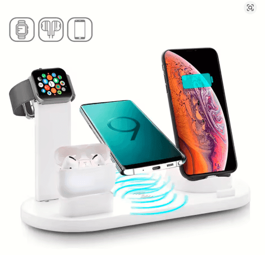 2025 7-in-1 Fast Wireless Charging Dock – Multi-Device Charger Stand with Phone Holder & LED Organizer