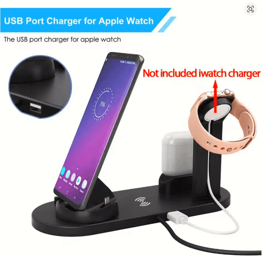 2025 7-in-1 Fast Wireless Charging Dock – Multi-Device Charger Stand with Phone Holder & LED Organizer