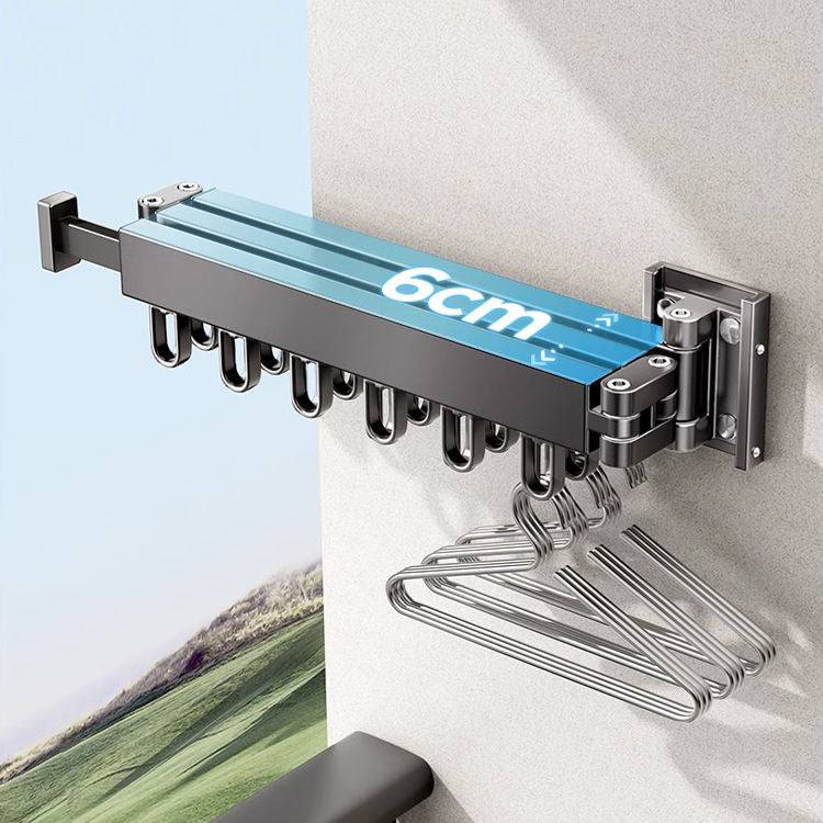 2025 Foldable Wall-Mounted Laundry Rack – Telescopic Aluminum Organizer with Extendable Rods