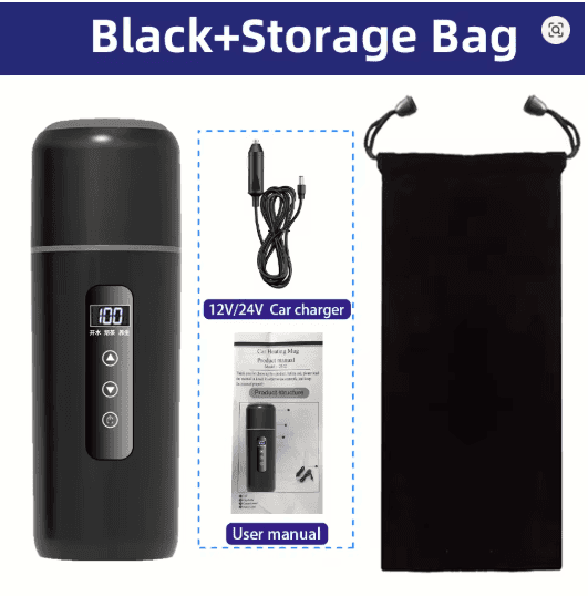 2025 Smart Car Heating Cup – 12V/24V Portable Electric Kettle with OLED Display & Temperature Control