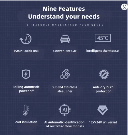 2025 Smart Car Heating Cup – 12V/24V Portable Electric Kettle with OLED Display & Temperature Control