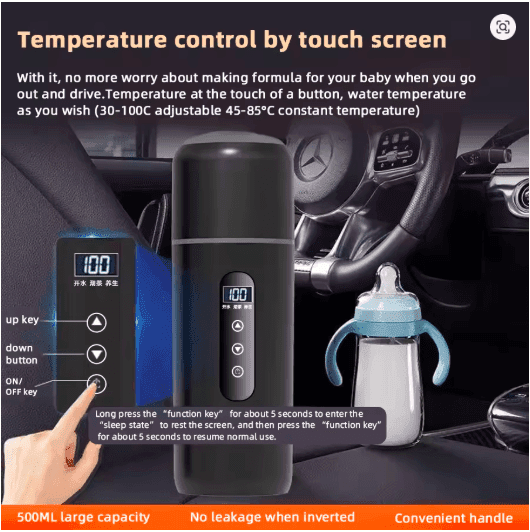 2025 Smart Car Heating Cup – 12V/24V Portable Electric Kettle with OLED Display & Temperature Control - GripGo.Online