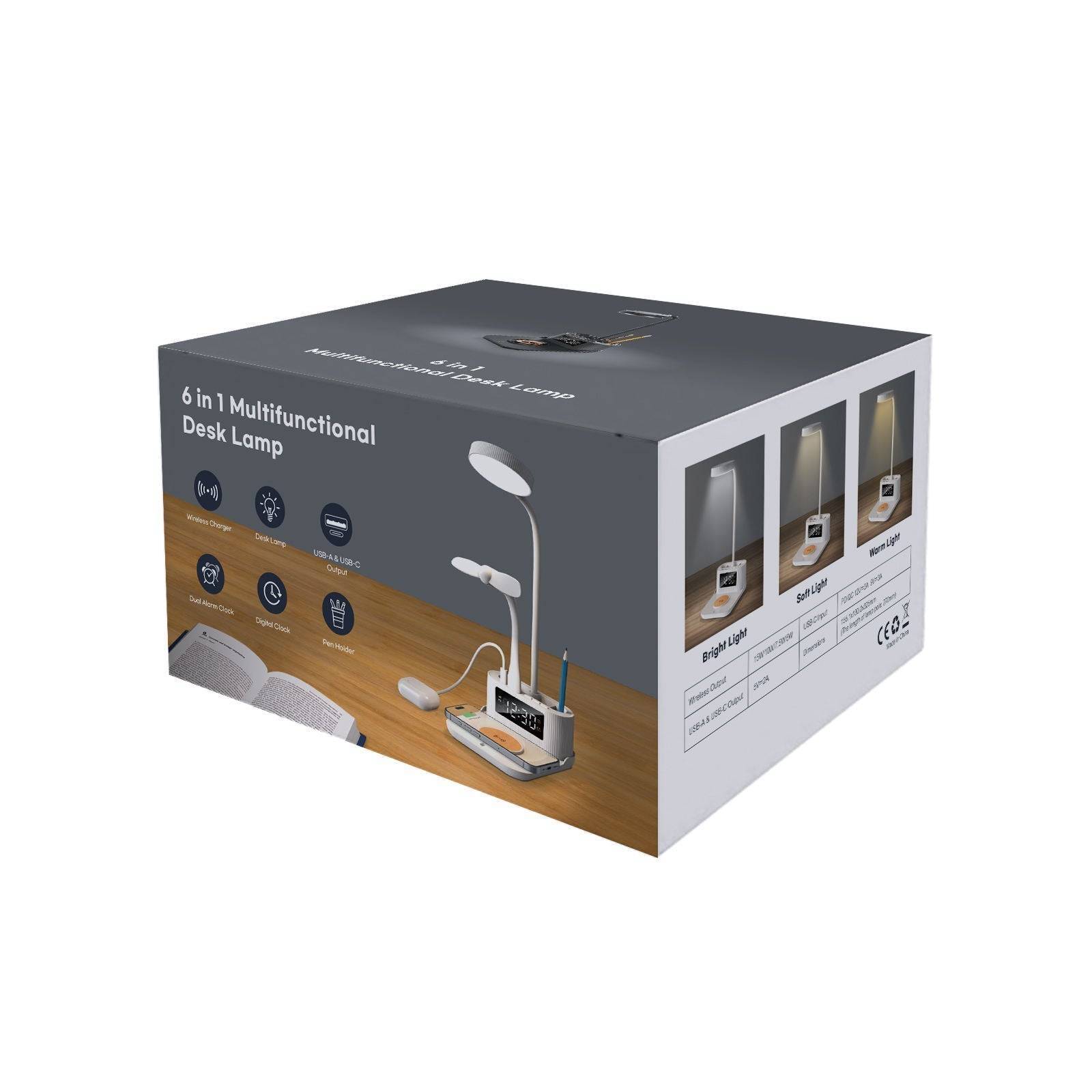 2025 Smart Desk Organizer – Wireless Charger, Clock Display, Pen Holder & LED Lamp in One