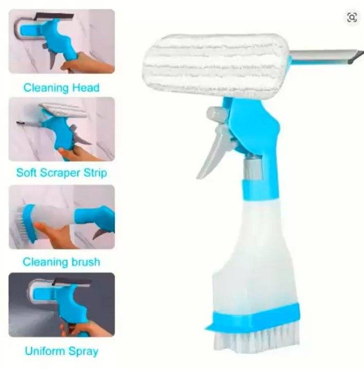 4 - in - 1 Window & Glass Cleaner – Spray, Scrub, Wipe & Shine in One Tool - GripGo.Online