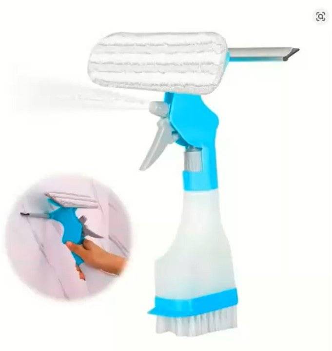 4-in-1  Window & Glass Cleaner – Spray, Scrub, Wipe & Shine in One Tool
