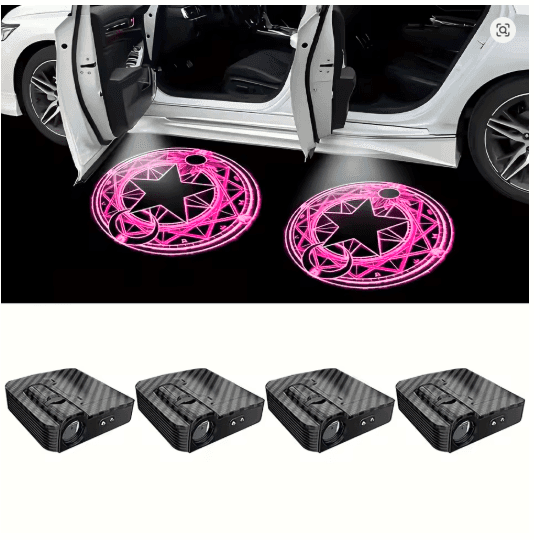 4PCS Wireless Pink Pentagram Car Door Logo Projector – Luxury LED Welcome Lights for a Magical Entrance - GripGo.Online