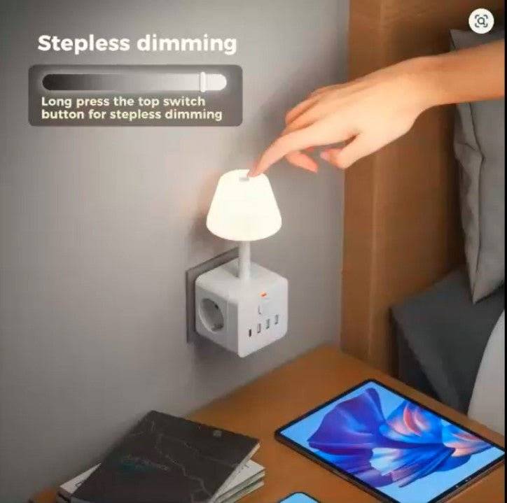 7-in-1 EU Power Outlet with Surge Protection – 3 AC Outlets, 3 USB Ports & 1 Type-C Fast Charger | Desktop Charging Station