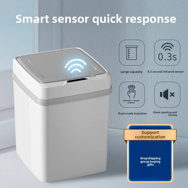 2025 Smart Sensor Trash Bin – Automatic Lid Square Bucket for Kitchen, Bathroom & Office