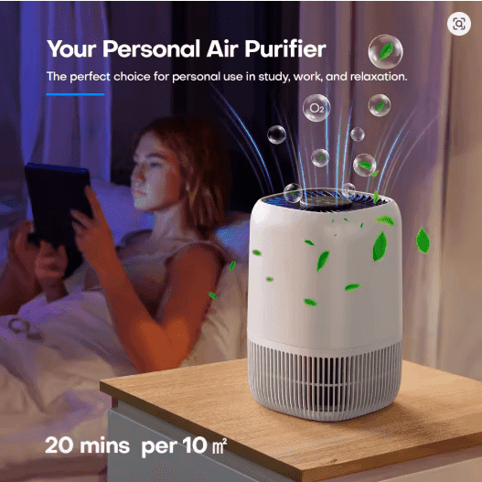 Air Purifier for Bedroom Home – HEPA Filter with Fragrance, Removes Smoke, Odor, Allergies, Pollen, Pet Dander – Ultra Quiet, 3-Speed Fan, Smart Timer