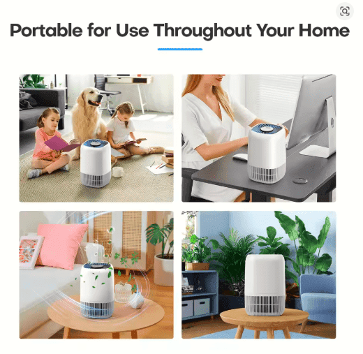 Air Purifier for Bedroom Home – HEPA Filter with Fragrance, Removes Smoke, Odor, Allergies, Pollen, Pet Dander – Ultra Quiet, 3 - Speed Fan, Smart Timer - GripGo.Online