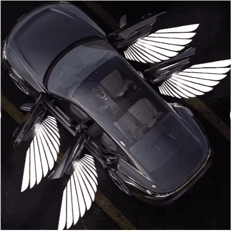 Angel Wings Dynamic Welcome Light for Tesla Model Y & Model 3 Highland – Romantic LED Projection Floor Lamp