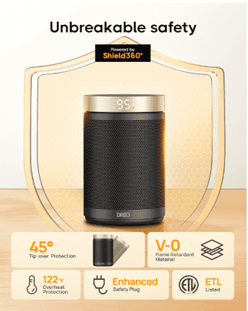 Dreo 1500W Portable Electric Space Heater | Fast Ceramic Heating with Thermostat, Remote, 12H Timer & Safety Features (2024 Upgrade)