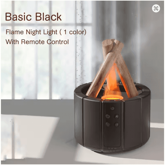 KINSCOTER Flame Aroma Diffuser 280ml | Ultrasonic Cool Mist Humidifier with LED Campfire Effect & Auto Shut-Off