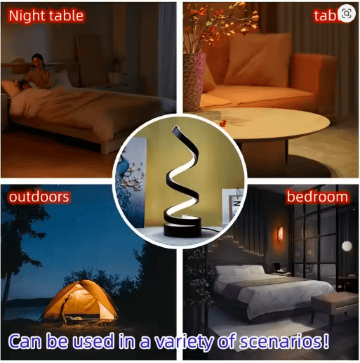 Spiral LED Table Lamp – Dimmable Gooseneck USB Light for Bedroom & Office