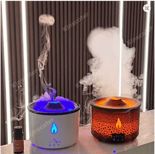 KINSCOTER Volcano Flame Aroma Diffuser 360ml | Jellyfish Smoke Ring Air Humidifier & Essential Oil Diffuser for Home or Office