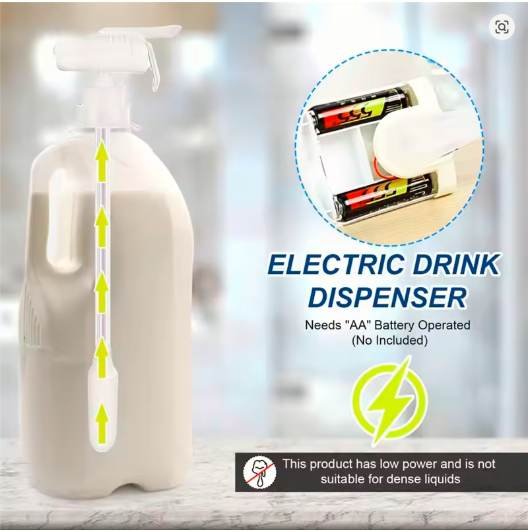 Electric Drink Dispenser – Battery Operated Magic Tap for Fridge Gallon Milk, Juice & Water – No-Lift Beverage Pump for Kids & Family