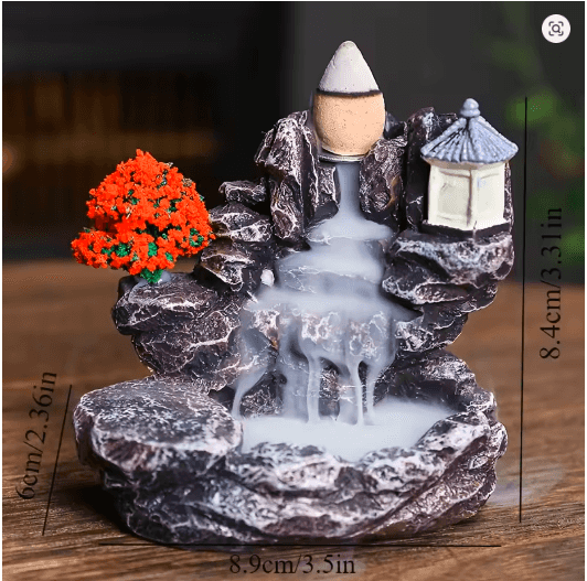 Backflow Incense Burner – Waterfall Aromatherapy Holder with Smoke Fountain Effect for Home & Office Decor