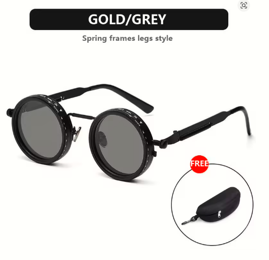 ND9 Polarized Round Sunglasses – Adjustable Dimming Retro Punk UV400 Shades for Men & Women Outdoor Fishing