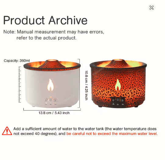 KINSCOTER Volcano Flame Aroma Diffuser 360ml | Jellyfish Smoke Ring Air Humidifier & Essential Oil Diffuser for Home or Office