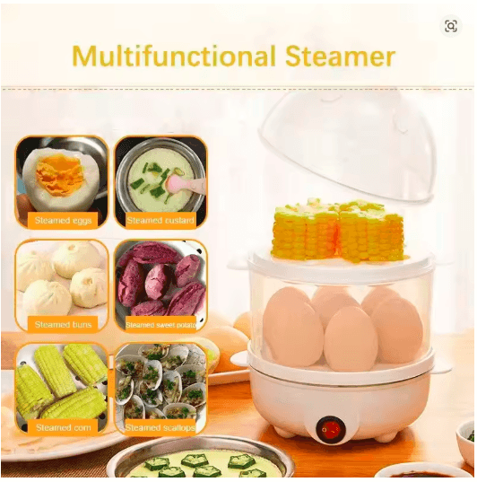 Multifunctional Electric Egg Boiler – Double Layer Egg Steamer & Poacher for Quick Breakfast Cooking