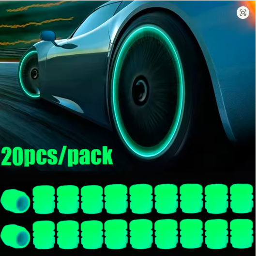 1-20PCS Luminous Glow Car & Motorcycle Tire Valve Caps – Night-Glowing, Waterproof, Universal Wheel Accessory