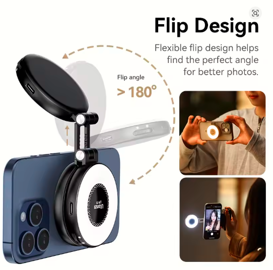 Ulanzi LM19 MagSafe Selfie Light – Portable Fill Light for iPhone 16/15/14/13/12 Pro Max, Vlog & Video Stand