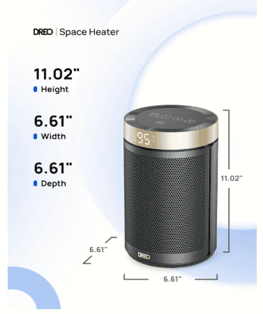 Dreo 1500W Portable Electric Space Heater | Fast Ceramic Heating with Thermostat, Remote, 12H Timer & Safety Features (2024 Upgrade)