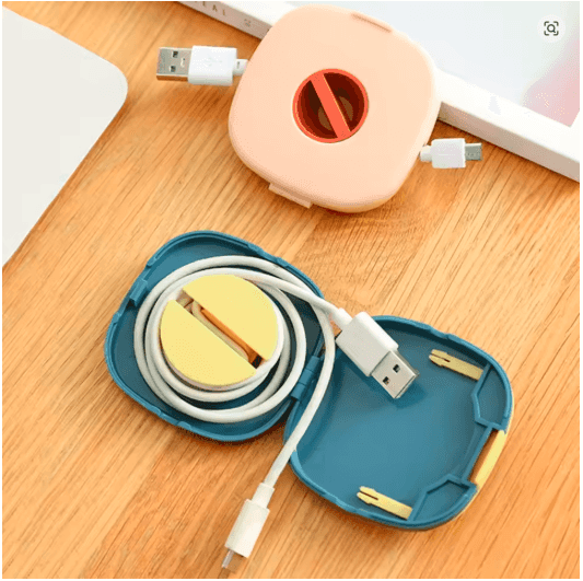 Round Wire Winder Box | Portable Multifunctional Cable Organizer for USB Chargers & Earphones