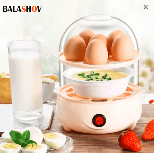 Multifunctional Electric Egg Boiler – Double Layer Egg Steamer & Poacher for Quick Breakfast Cooking