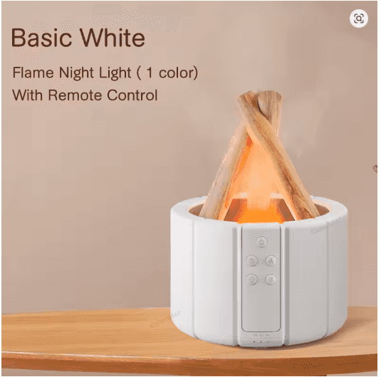 KINSCOTER Flame Aroma Diffuser 280ml | Ultrasonic Cool Mist Humidifier with LED Campfire Effect & Auto Shut-Off