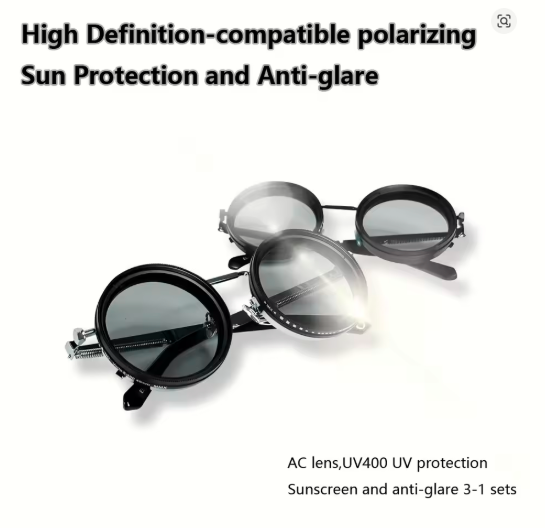ND9 Polarized Round Sunglasses – Adjustable Dimming Retro Punk UV400 Shades for Men & Women Outdoor Fishing