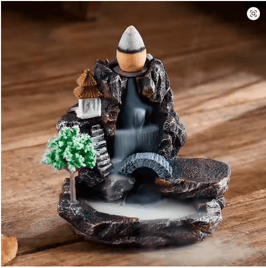 Backflow Incense Burner – Waterfall Aromatherapy Holder with Smoke Fountain Effect for Home & Office Decor