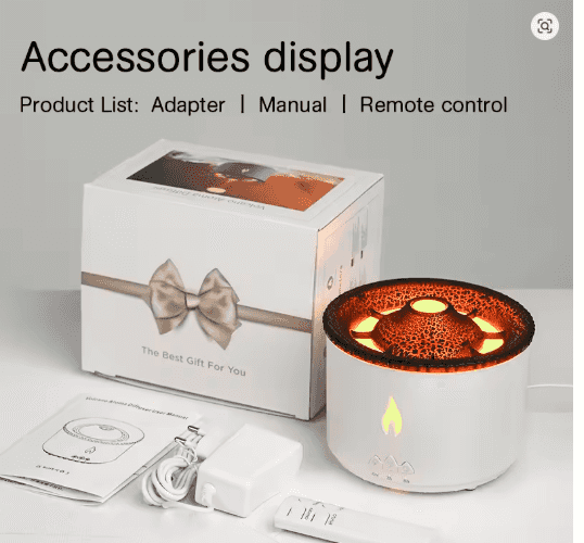 KINSCOTER Volcano Flame Aroma Diffuser 360ml | Jellyfish Smoke Ring Air Humidifier & Essential Oil Diffuser for Home or Office