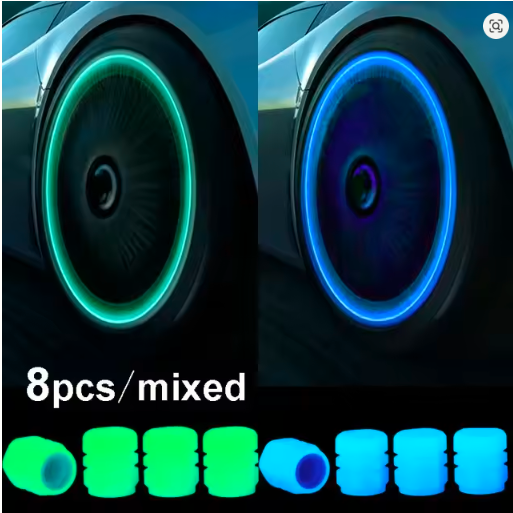 1-20PCS Luminous Glow Car & Motorcycle Tire Valve Caps – Night-Glowing, Waterproof, Universal Wheel Accessory