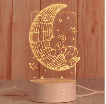 Creative 3D Acrylic Night Lamp – Decorative Bedside Table Light for Bedroom & Gift