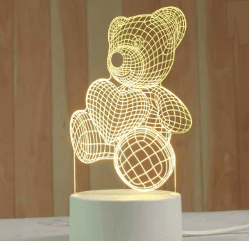 Creative 3D Acrylic Night Lamp – Decorative Bedside Table Light for Bedroom & Gift