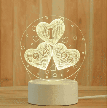 Creative 3D Acrylic Night Lamp – Decorative Bedside Table Light for Bedroom & Gift
